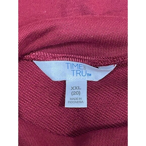 XXL (20) Split Neck Tunic Sweater Rose Wine Red Button Neck - Picture 2 of 7